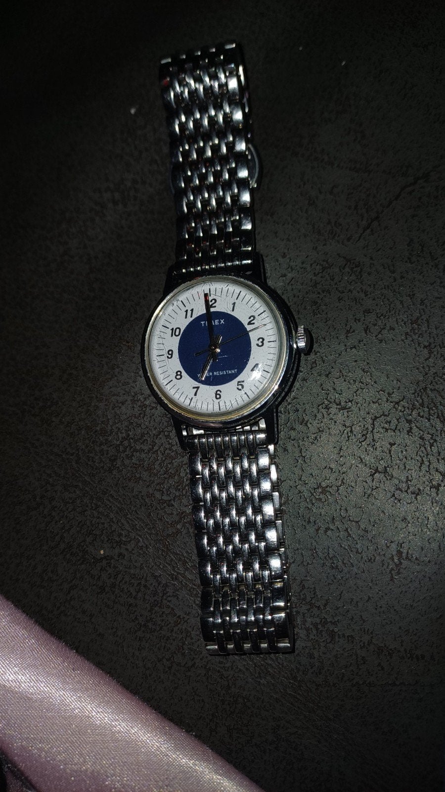 Timex vintage horloge met prachtige stainless steel band, Ophalen of Verzenden, Zo goed als nieuw, Blauw, Timex