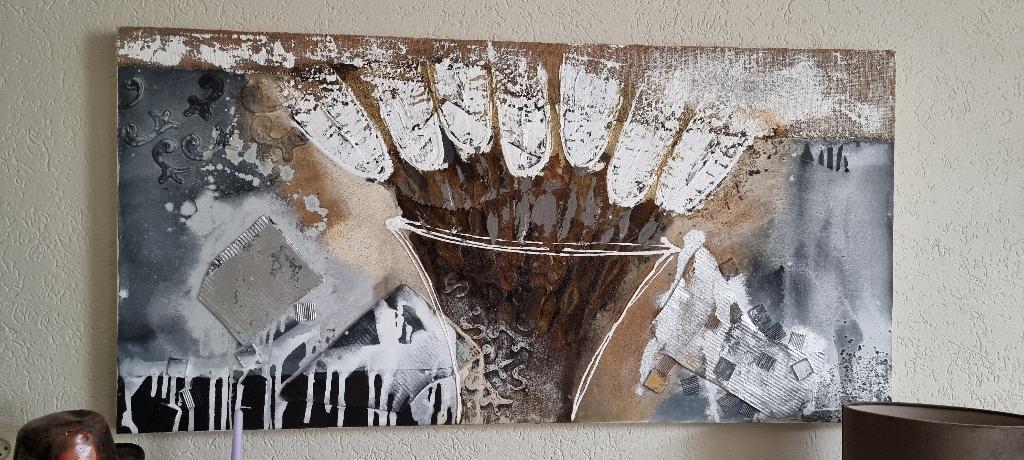 Mooi canvas/linnen schilderij van 70x 140, Ophalen of Verzenden