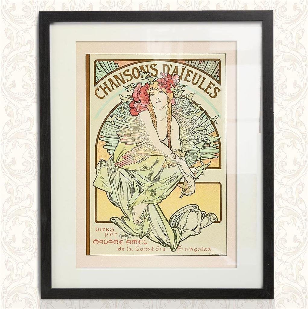 Alphonse Mucha Chansons d\'Aïeules Art Nouveau Poster Print, Verzamelen, Verzenden, Nieuw, A1 t/m A3, Film en Tv