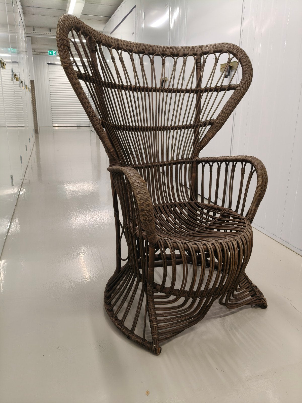 Vintage rotan pauwenstoel - Bruin, Ophalen, Bruin, Riet of Rotan, Eén