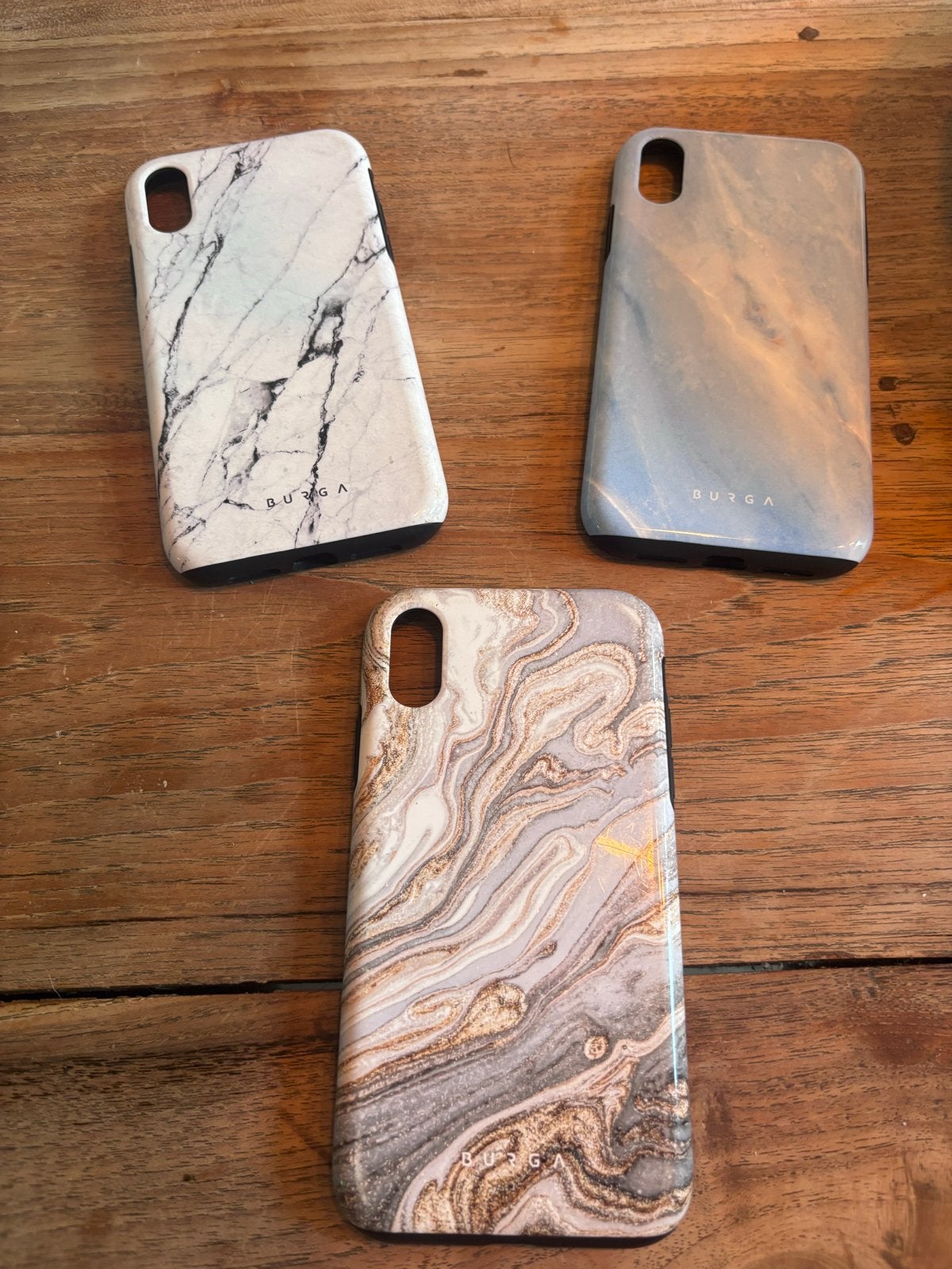 Burga iPhone hoesjes - Marmer design (3 stuks), Gebruikt, Hoesje of Tasje, Meerkleurig, Schokbestendig