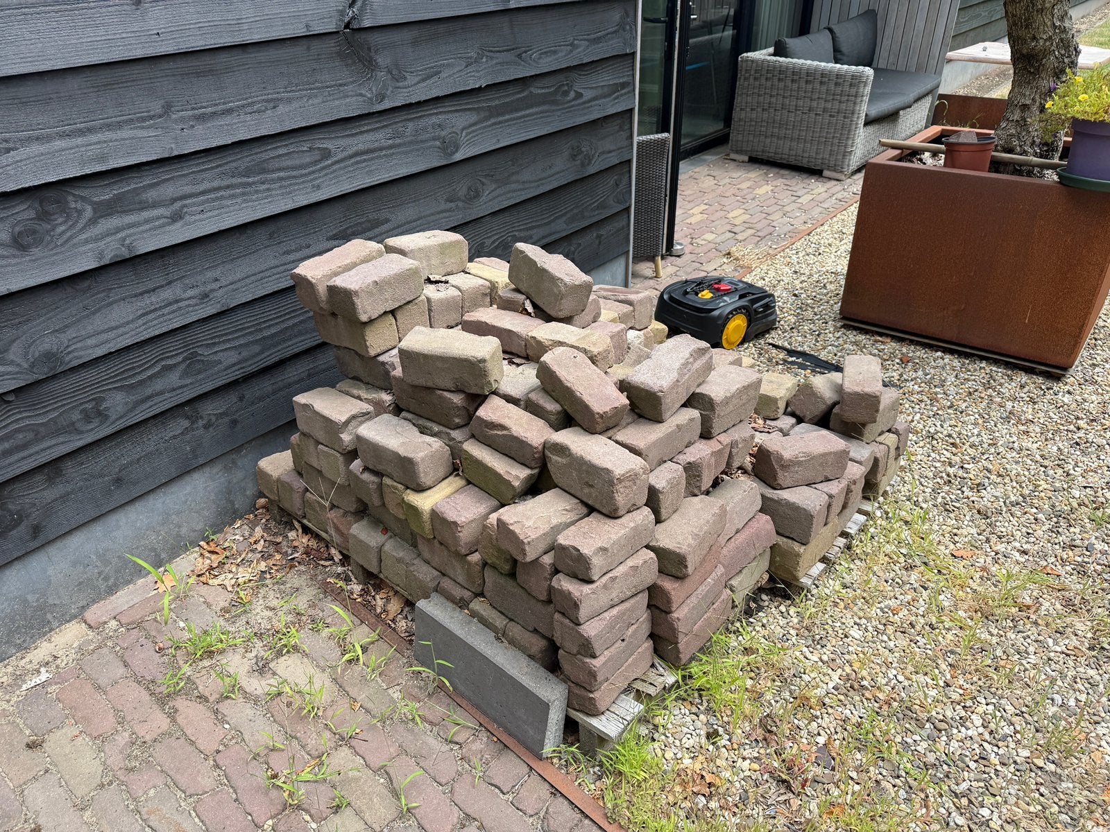 Oude gebakken 10-duimers / keiformaat klinkers – ca. 3 m², Ophalen, Gebruikt, Klinkers, Minder dan 5 m²