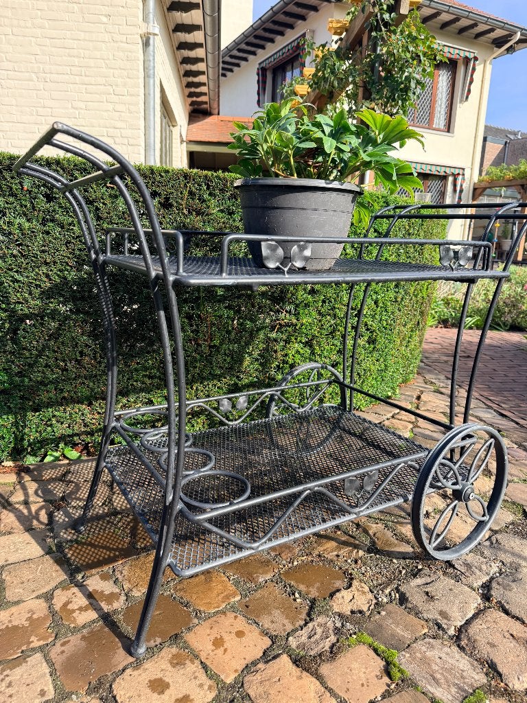 Metalen serveerwagen / drankenwagen voor tuin, vintage stijl, Ophalen, Gebruikt, 50 tot 100 cm, Metaal