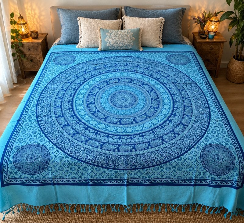Kleed, mandalakleed, doek, wanddecoratie, ibiza, bedsprei, Info@rodebeagle.nl, Rode Beagle kunstbloemen, Nieuw, Ophalen of Verzenden