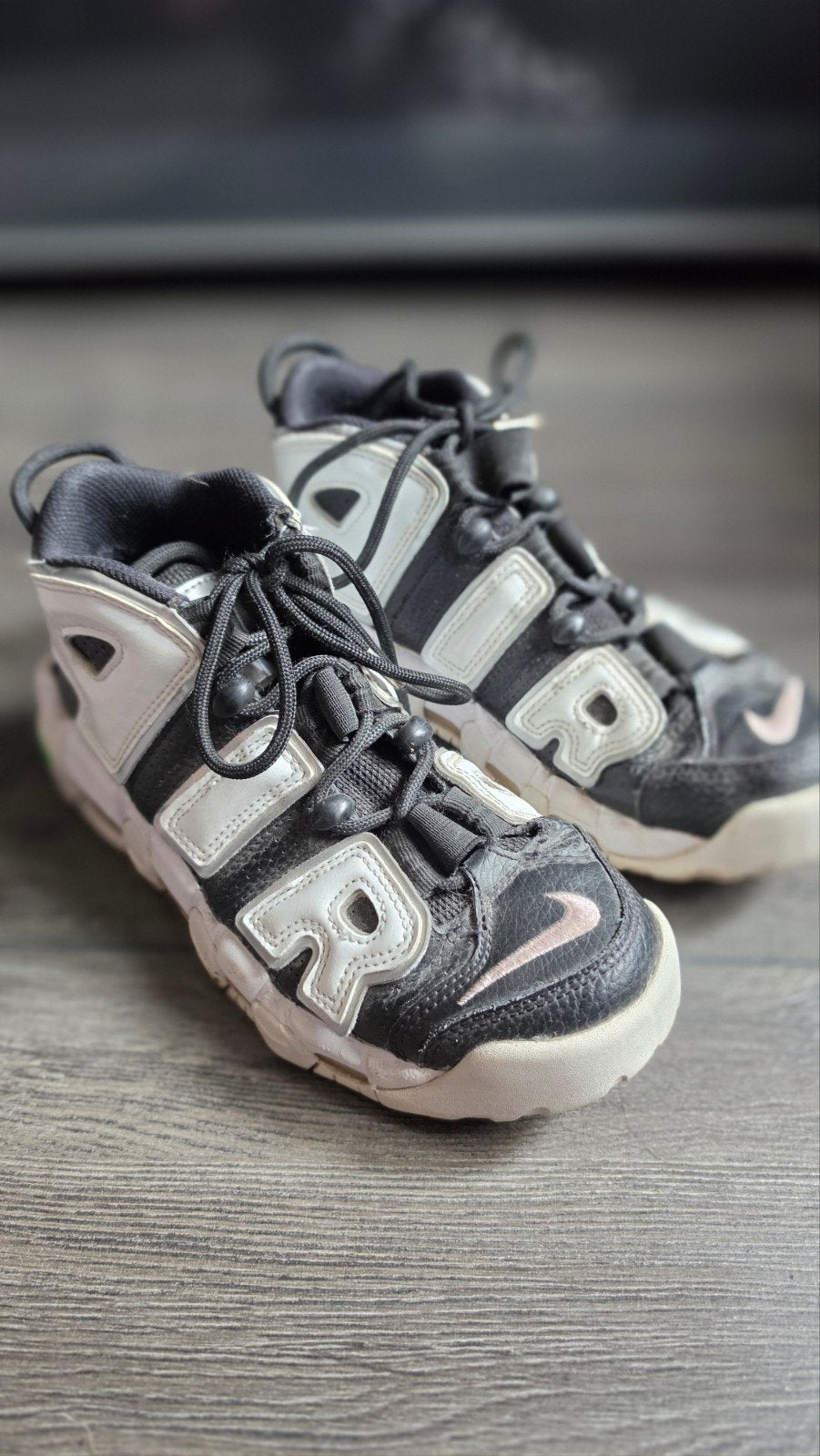 Nike Air More Uptempo '96 Zwart/Wit - Maat 36.5, Wit, Overige typen, Nike, Ophalen of Verzenden
