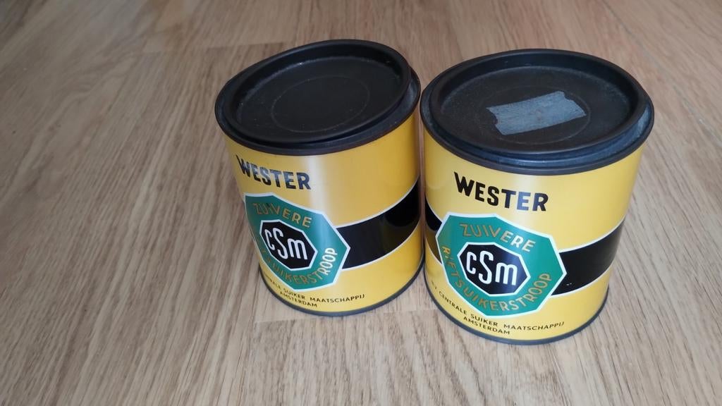 Vintage Wester CSM Rietsuikerstroop Blikken (2 stuks), Antiek en Kunst, Ophalen of Verzenden