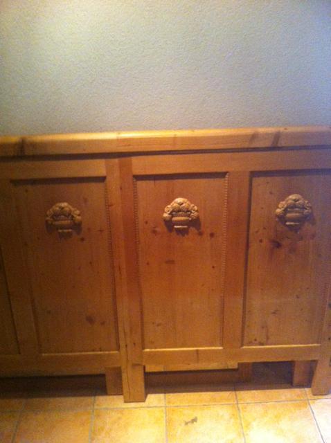 Grenen bed ( ombouw), Ophalen, Gebruikt, Bruin, Tweepersoons