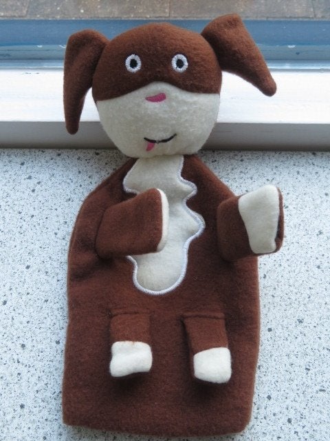Poppenkastpop Handpop Hond van Hema meet ca 25 cm, Hema, Zo goed als nieuw, Middelgroot (20 tot 80 cm), Met label