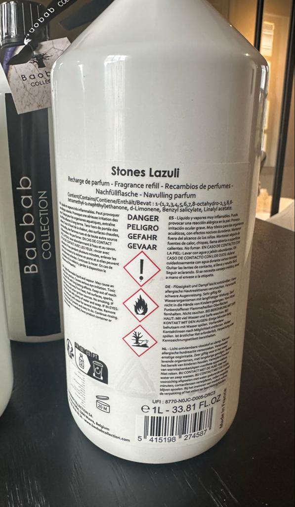 Baobab Collection Stones Lazuli Navulling Parfum 5 X 1L, Ophalen of Verzenden, Nieuw, Overige materialen