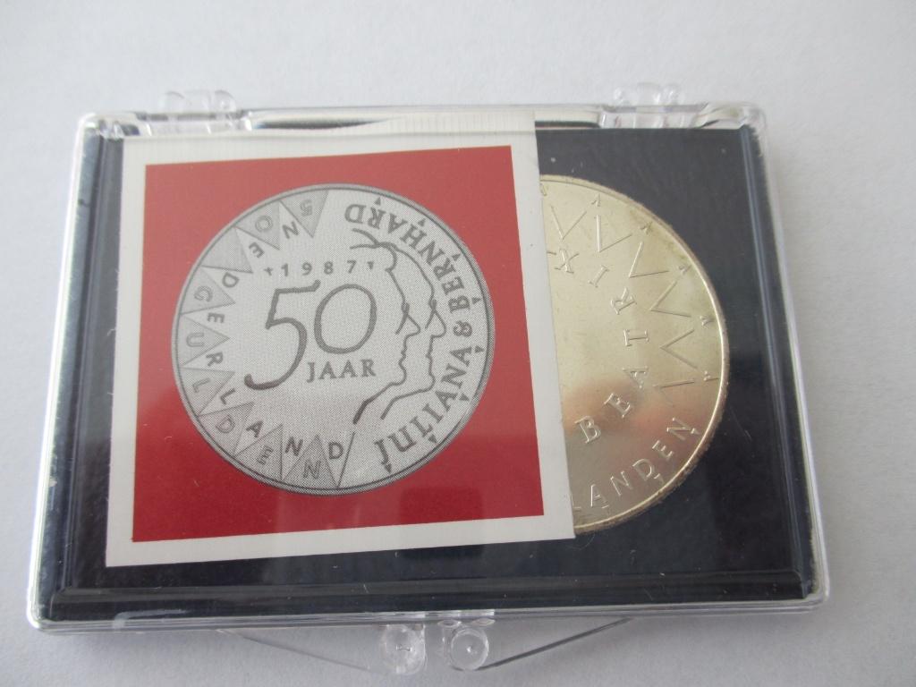 50 gulden 1987 fdc, Koningin Beatrix, Zilver, Ophalen of Verzenden, Losse munt
