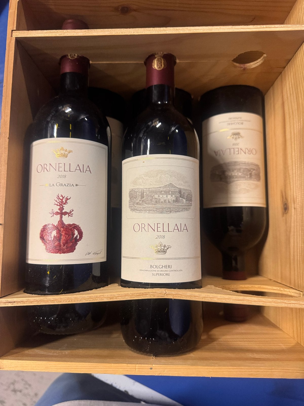 5 flessen Ornellaia 2018, inclusief 1 fles la grazia, Verzamelen, Ophalen of Verzenden, Nieuw, Italië, Rode wijn