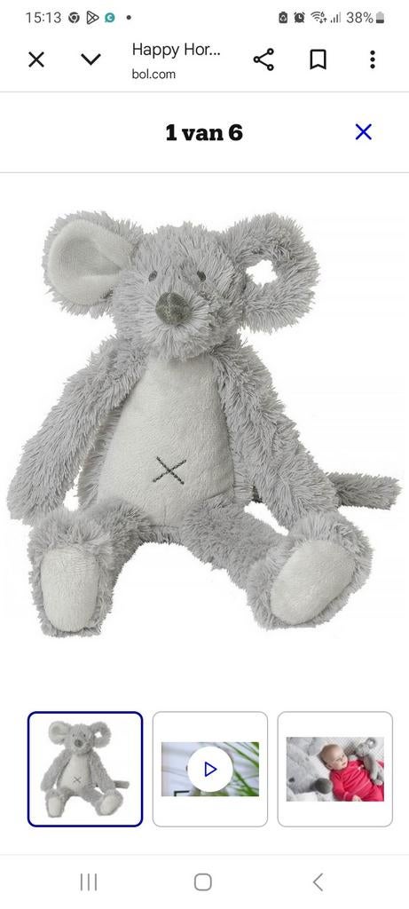 Nieuwe Happy Horse Muis Mindy Grijs Knuffel, Muis, Happy Horse, Grijs, Nieuw