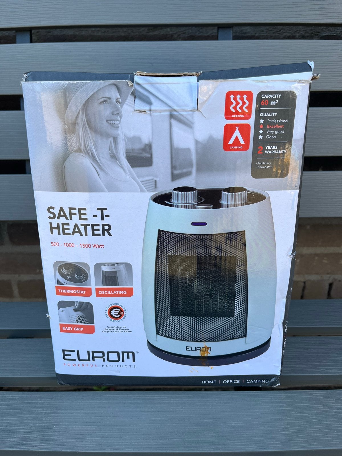 Eurom Safe-T-Heater 500-1500W - Zo goed als nieuw, Doe-het-zelf en Verbouw, Ophalen, Minder dan 30 cm, Kachel, Minder dan 60 cm