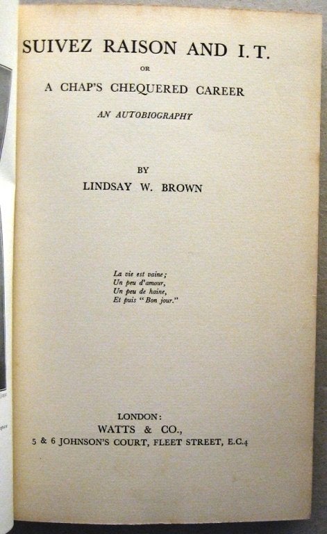 Suivez Raison and I.T. 1933 Lindsay Brown Pacific Mexico, Ophalen of Verzenden