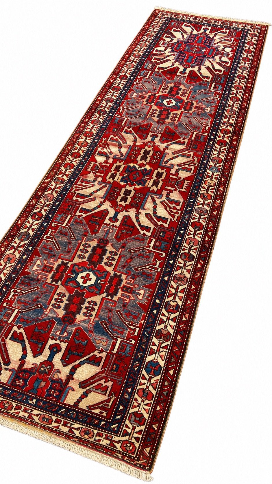 Originele vintage loper echt perzisch tapijt 100% wol iran, Ophalen, Oosters tapijt iraans kleed, 100 tot 150 cm, 200 cm of meer
