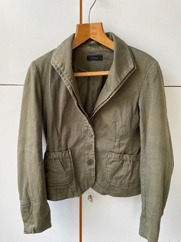 Legergroene blazer/zomerjasje, maat 36/38, dubbele kraag, Vero Moda, Ophalen of Verzenden, Zo goed als nieuw, Maat 36 (S)