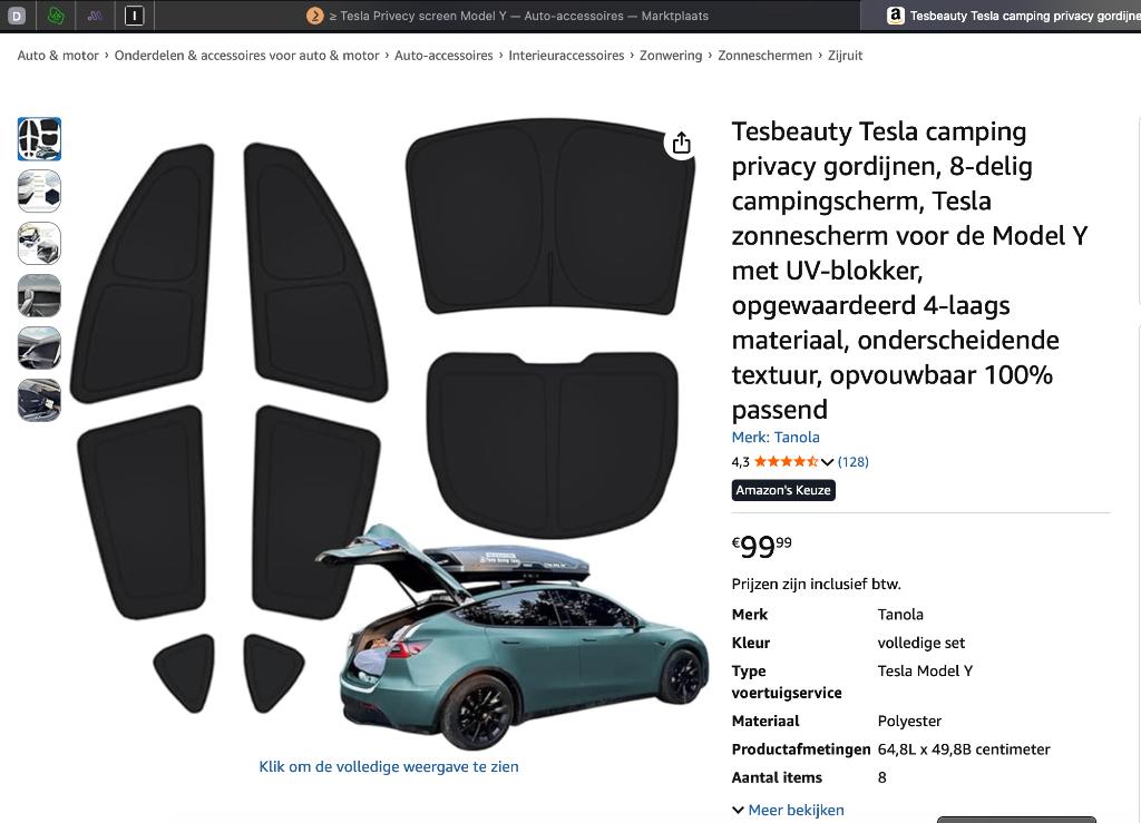 Tesla model Y privacy screens 8dlg TesBeauty, Ophalen of Verzenden, Zo goed als nieuw