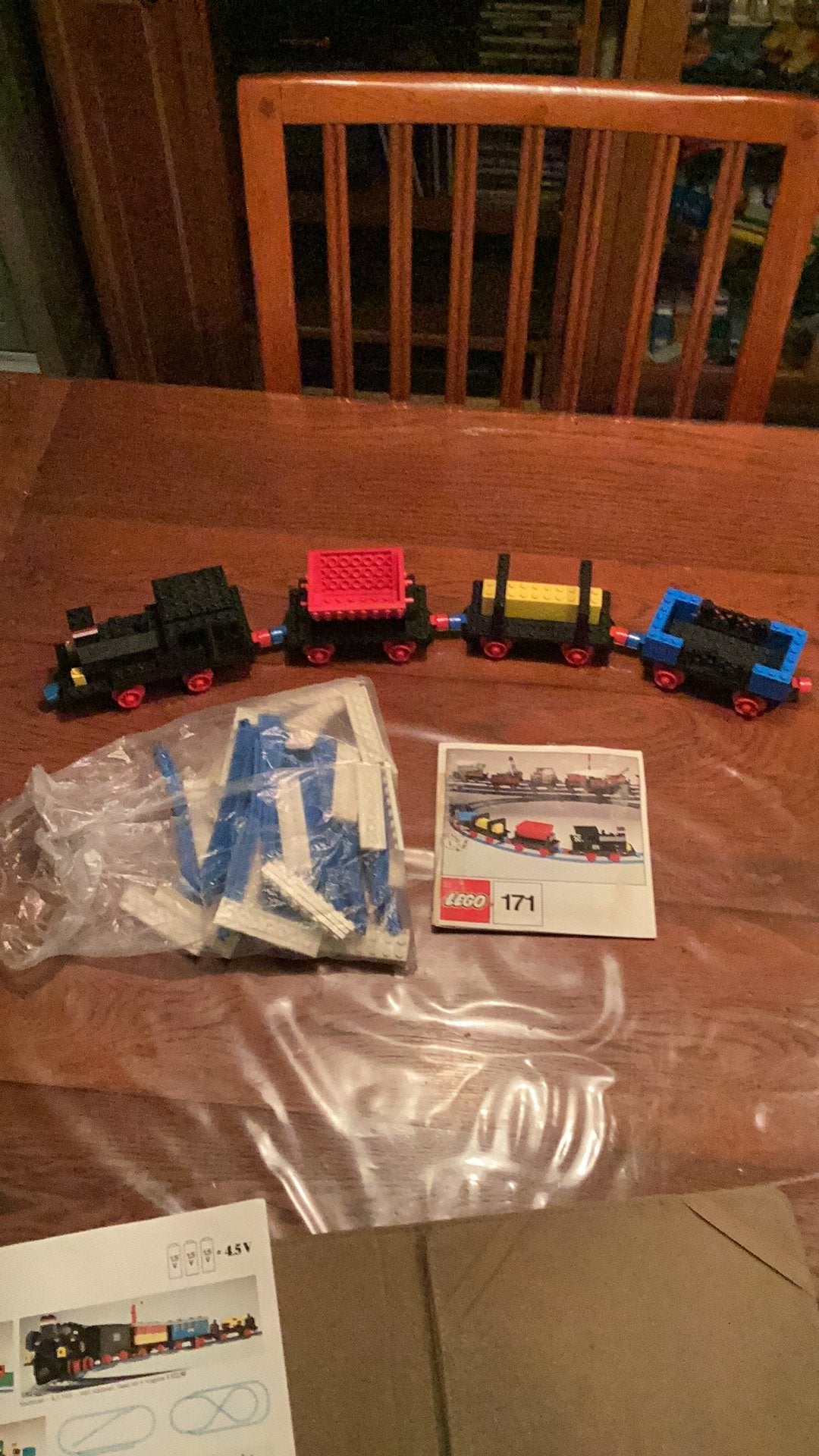 Set 171 handtrein,compleet met baan en 3 wagons, Lego, Inclusief instructies, Ophalen of Verzenden, Zo goed als nieuw