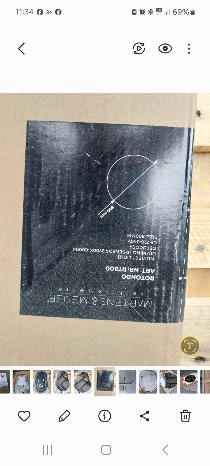 Martens & Meijer badkamerspiegel rotonde RT 800, Ophalen, Nieuw, Rond, Minder dan 100 cm