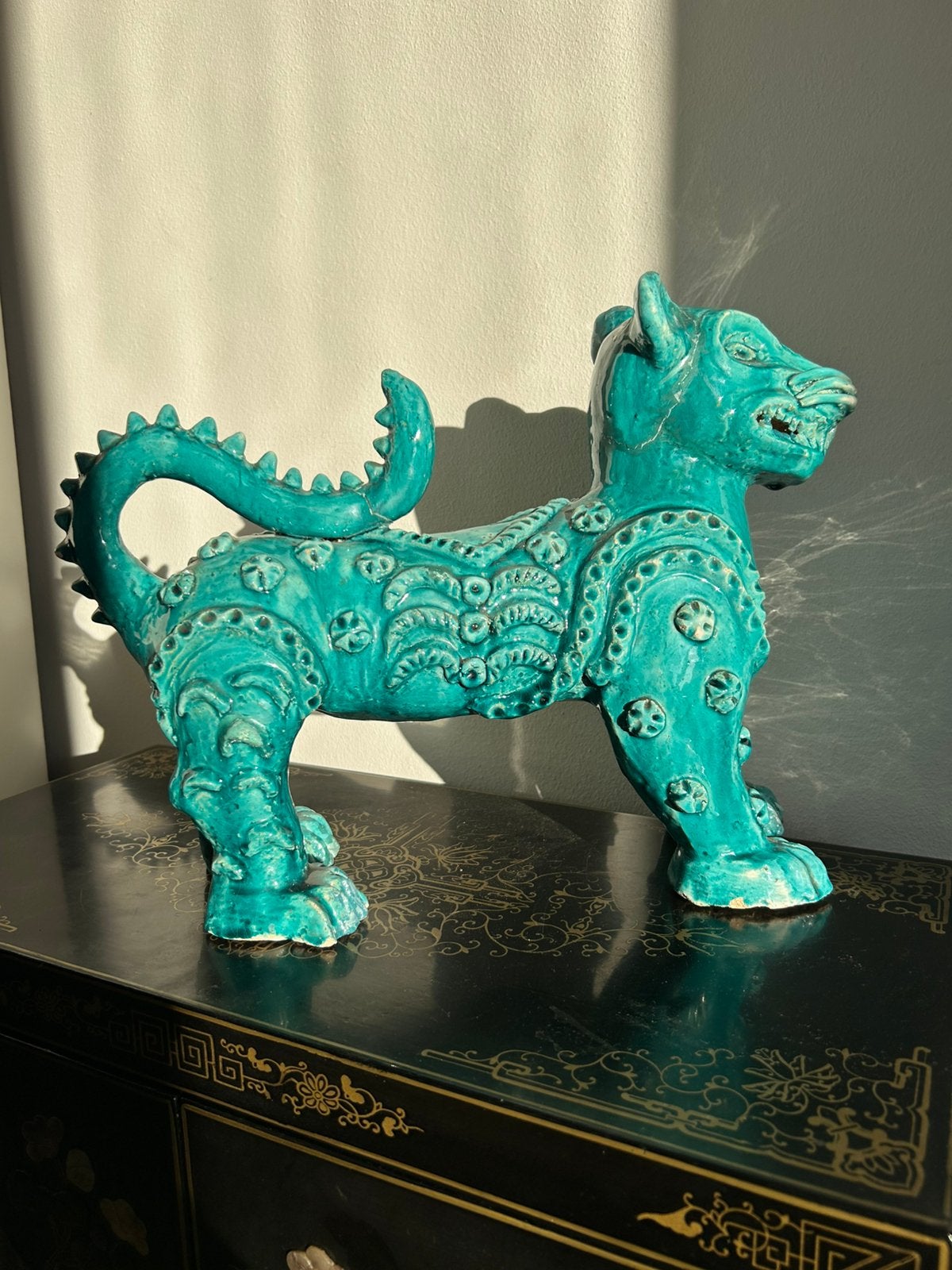 Grote Chinese turquoise Foo Dog mogelijk dakornament, Antiek en Kunst, Ophalen of Verzenden