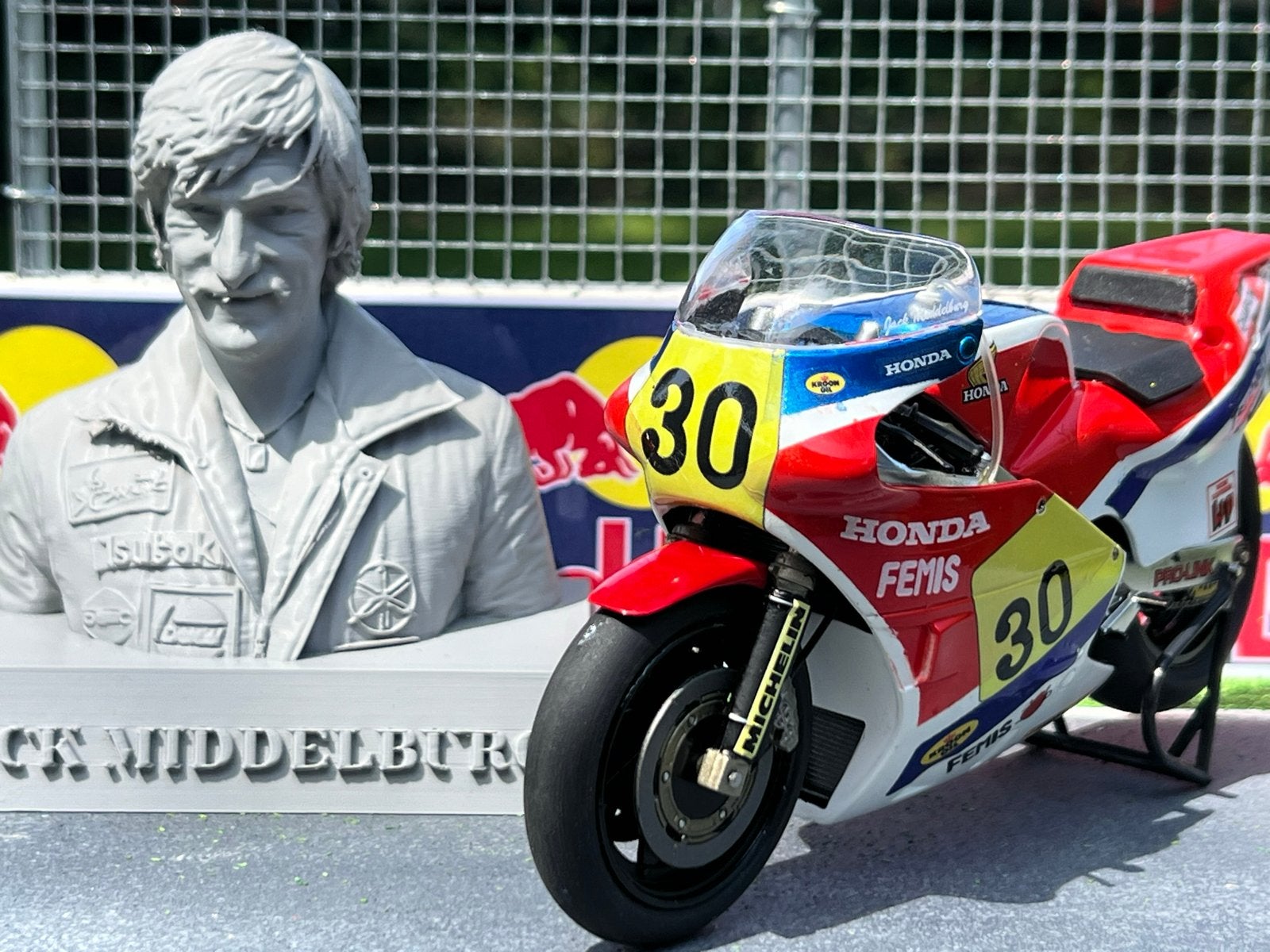 1:12 Altaya Honda Jack Middelburg model + buste, Ophalen of Verzenden, Zo goed als nieuw, Motor