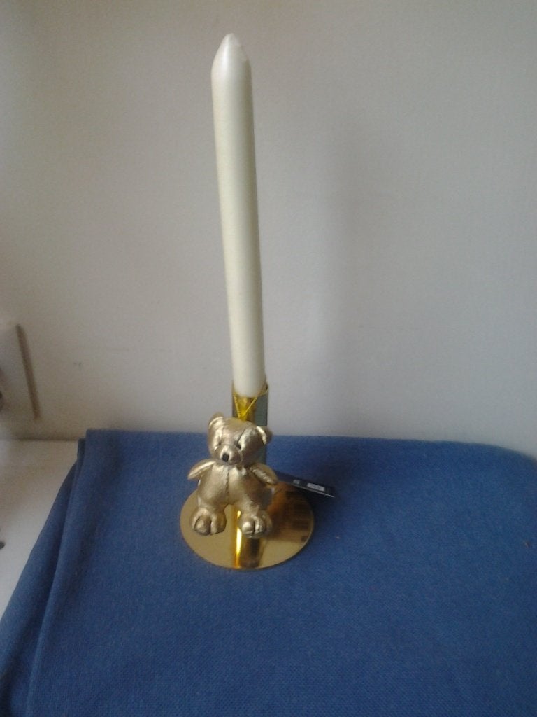 Kandelaar in geel koper, Overige materialen, 13 cm, Geel, Nieuw