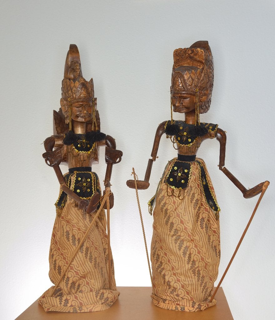 Wayang Golek poppen uit Indonesië, Hout, Ophalen of Verzenden, 60 cm, Indonesië