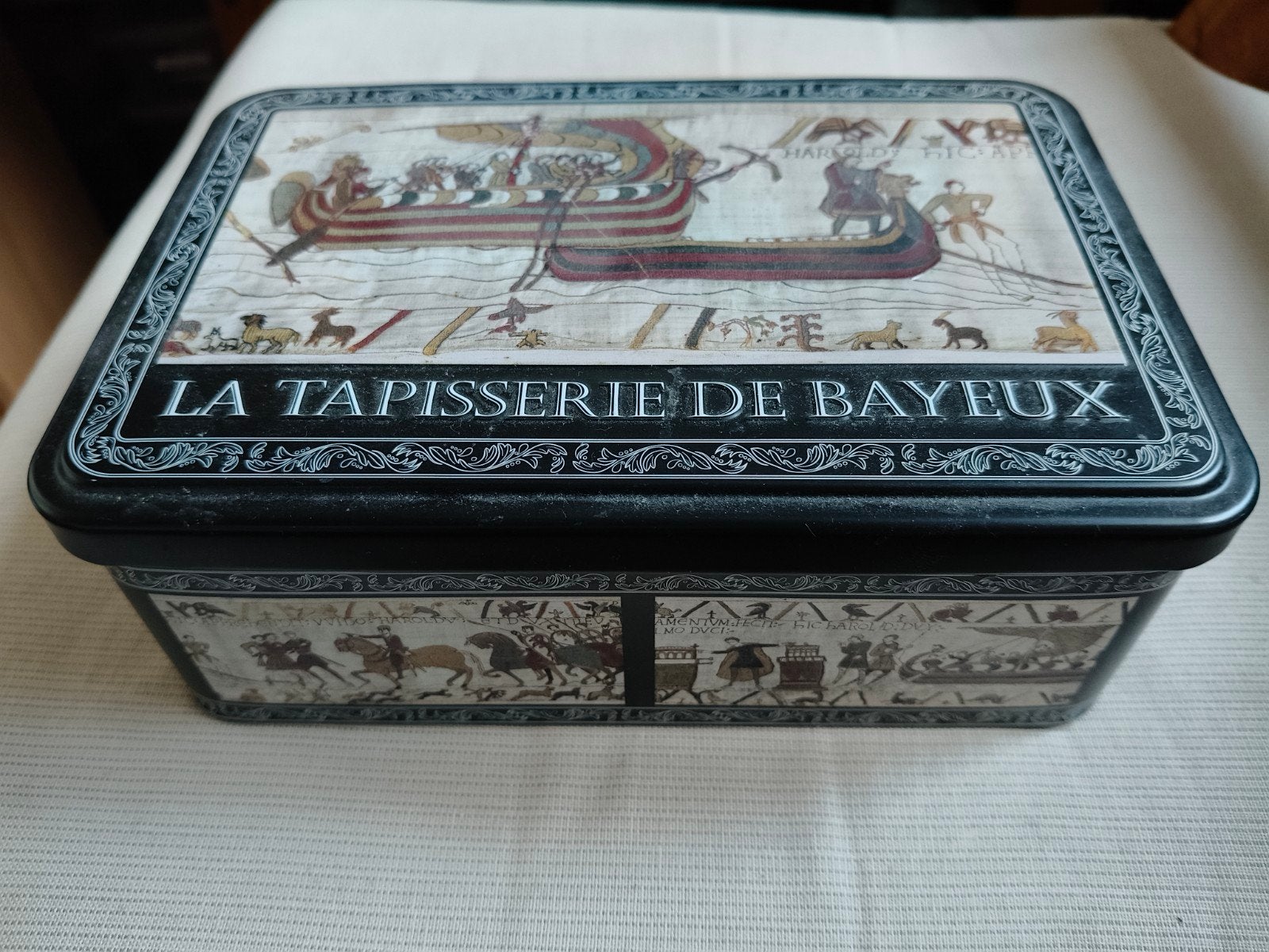Vintage blikken doos 'La Tapisserie de Bayeux', Ophalen of Verzenden