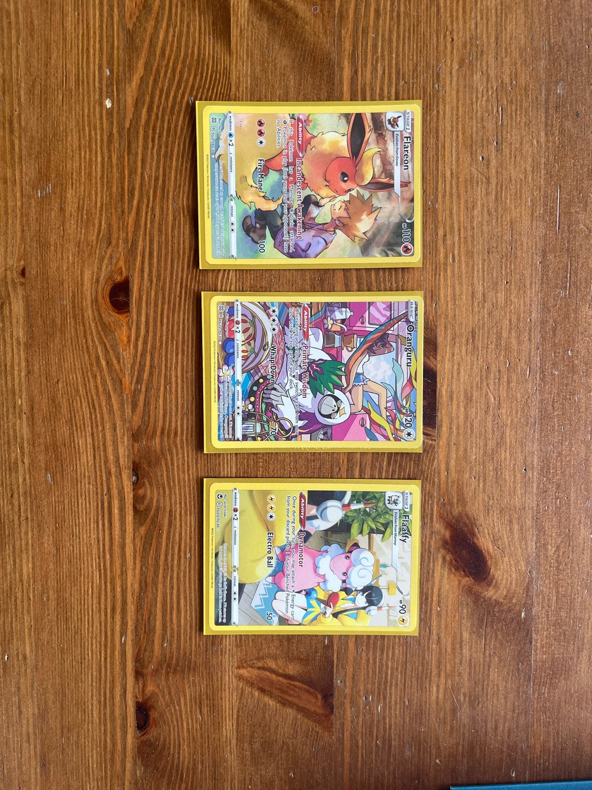 Pokémon kaarten: Flareon, Oranguru, Flaaffy, Ophalen of Verzenden, Zo goed als nieuw, Meerdere kaarten