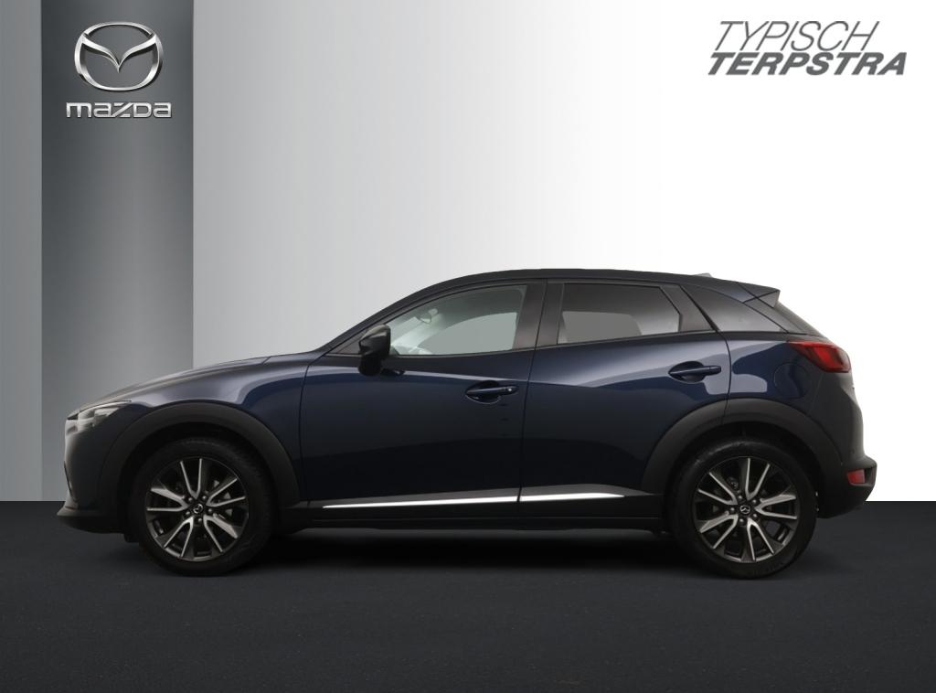 Mazda CX-3 SkyActiv-G 120 GT-M / Trekhaak / Adaptive cruise, Auto's, Gebruikt, 4 cilinders, Blauw, Leder en Stof