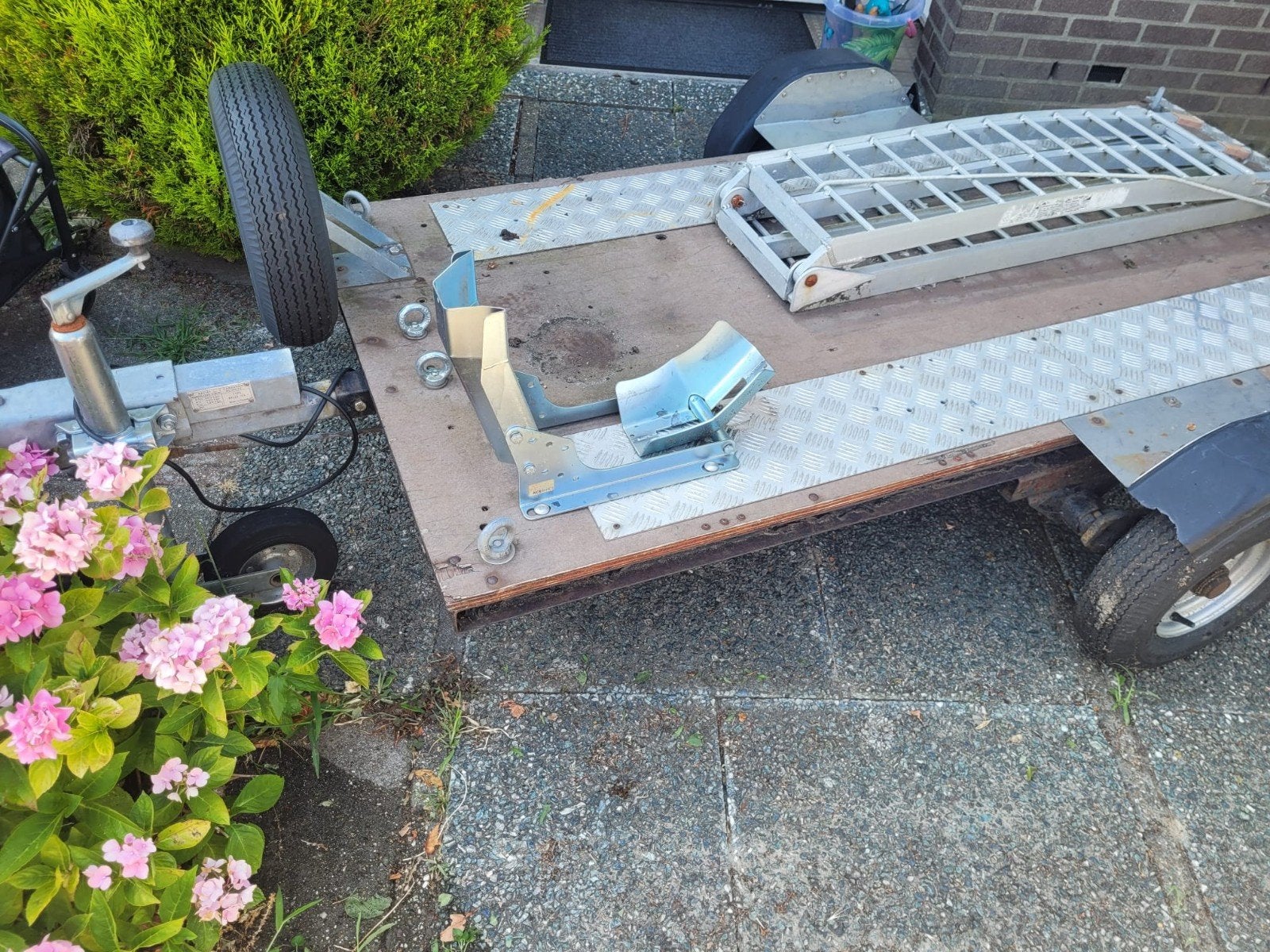 Open aanhanger tbv kleine motorfiets, Ophalen, Gebruikt