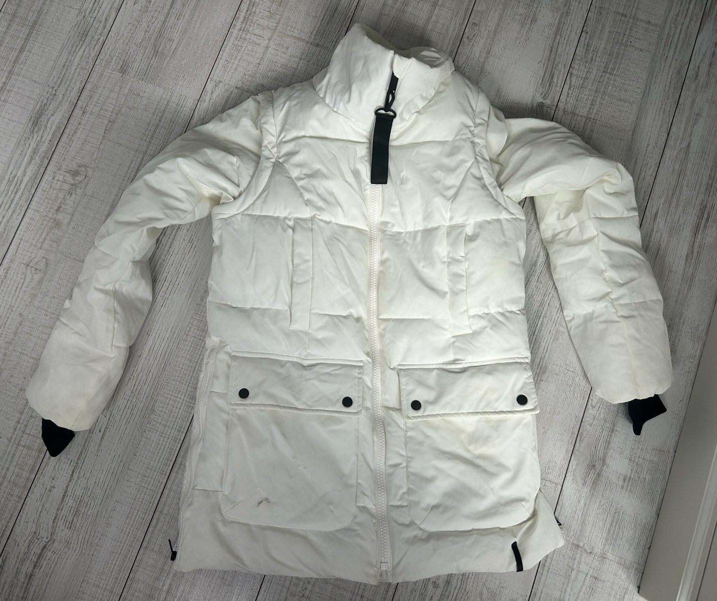Witte winterjas van human nature maat m, Kleding | Dames, Jassen | Winter, Ophalen, Zo goed als nieuw, Maat 38/40 (M), Wit