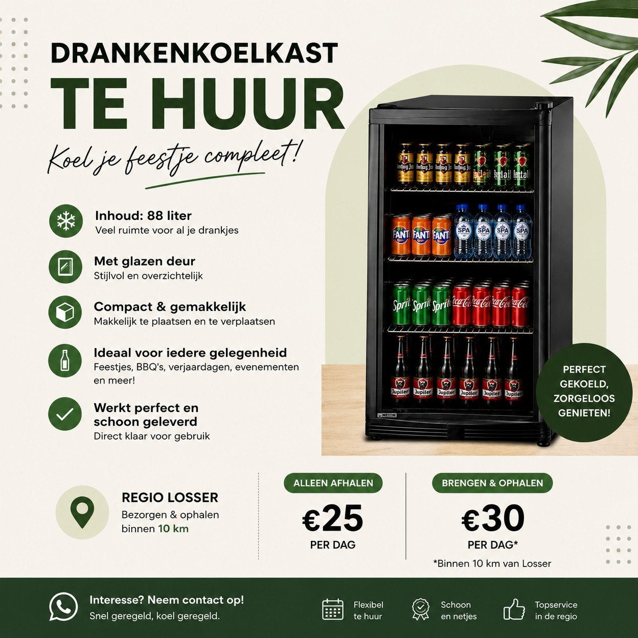 Drankenkoelkast huren Twente | Bierkoelkast 88L | Feest & BB, Ophalen, Nieuw, Overige