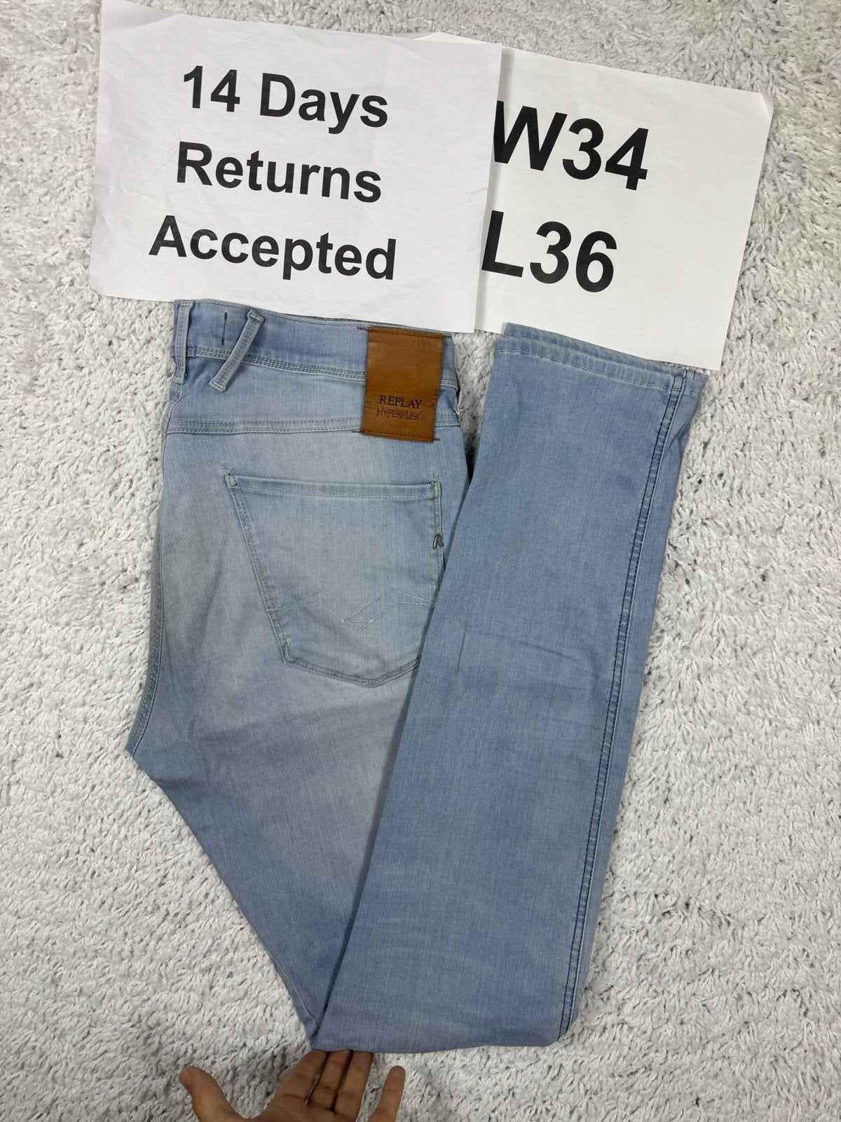 Replay Anbass Hyperflex Re-Used Jeans Slim Fit W34 L36 3258, G, G, Blauw, Ophalen of Verzenden
