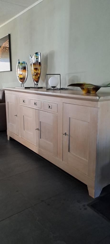 Stijlvol Whitewash Dressoir - Landelijke Charme, Huis en Inrichting, Kasten | Dressoirs, Ophalen, Gebruikt, 200 cm of meer, Landelijke stijl