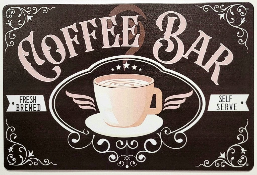Coffee Bar koffie reclamebord van metaal wandbord decoratie, Info@deconoord.nl, Deco Noord, Nieuw, Ophalen of Verzenden