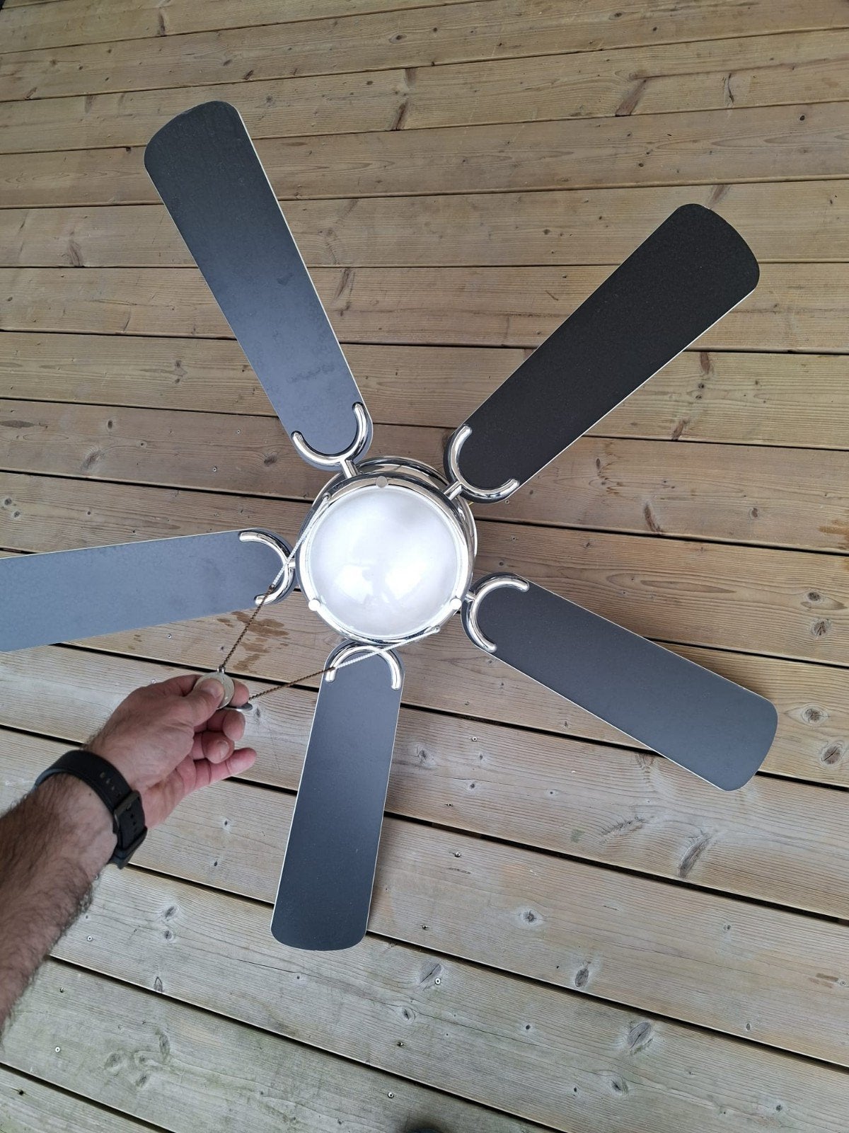 Plafondventilator met nieuwe lamp en omkeerbare bladen, Wit, Gebruikt, Ophalen, Metaal