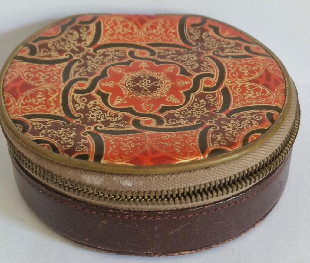 Vintage rond sieradenetui / reisetui met ritssluiting, Antiek en Kunst, Ophalen of Verzenden