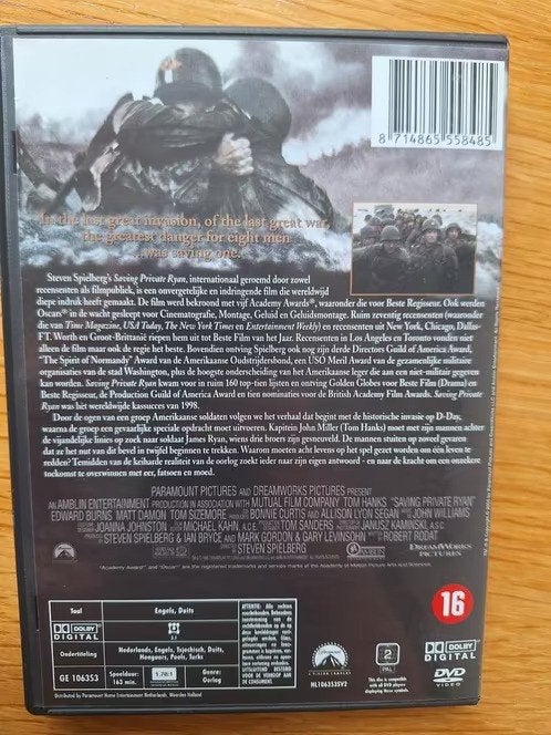 Dvd saving privat Ryan h3, Vanaf 16 jaar, Ophalen of Verzenden, Zo goed als nieuw, Oorlog