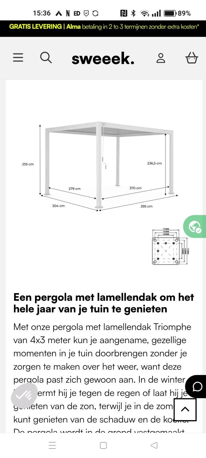 Pergola met lamellendak 4x3m - Zo goed als nieuw, Tuin en Terras, Overkappingen, Ophalen, Zo goed als nieuw, Tuinpaviljoen