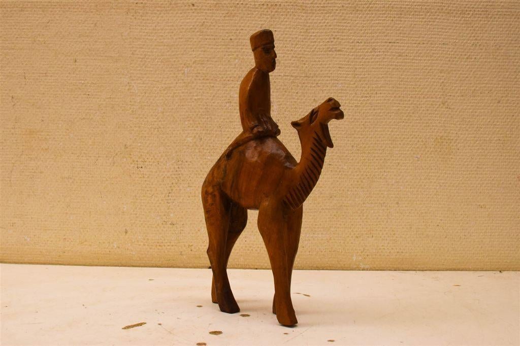 Houten beeld van een kameel 51130, Verzamelen, Beelden en Beeldjes, Ophalen of Verzenden, Gebruikt, Dier