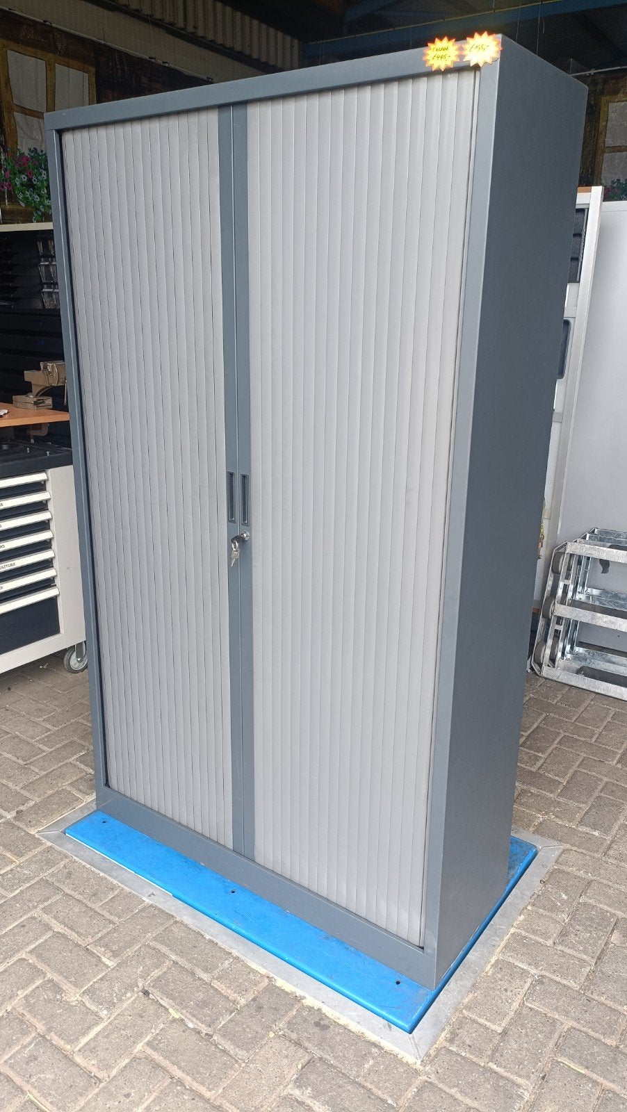 Antraciete metalen roldeurkast gereedschapladen kast, Gebruikt, 100 tot 150 cm, R, Ophalen of Verzenden