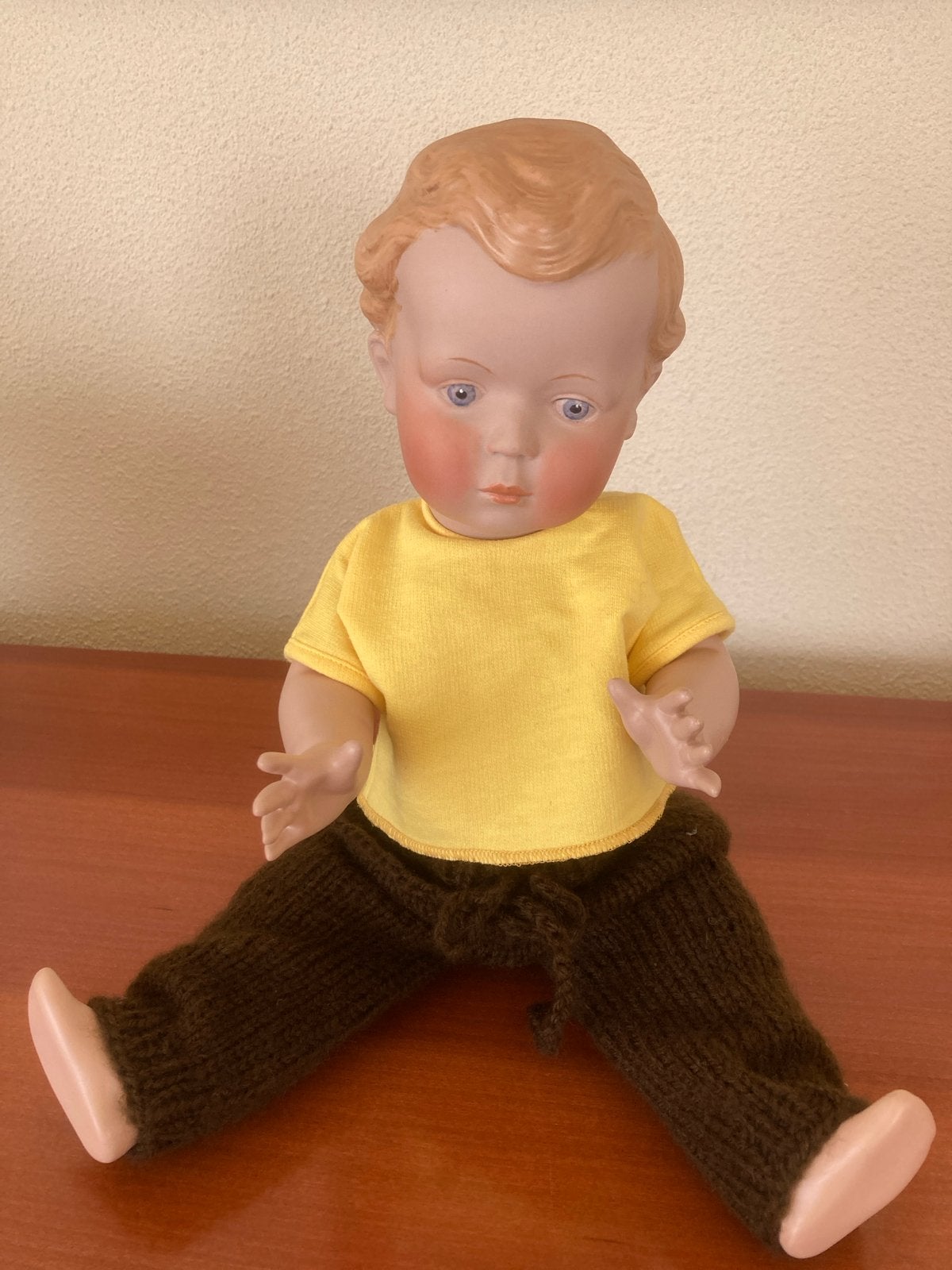 Vintage Porseleinen Babypop De Poppebeam, Ophalen of Verzenden, Zo goed als nieuw, Babypop
