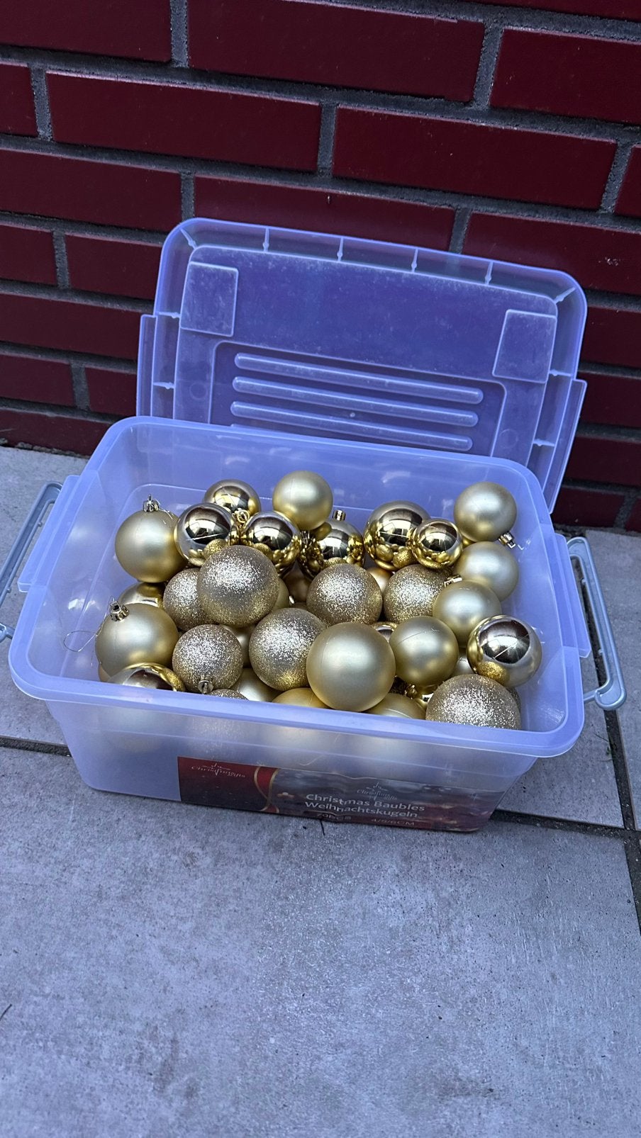 Gouden Kerstballenset in handige kunststof opbergbox, Ophalen, Nieuw