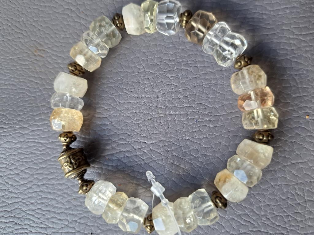 815 Edelsteen armband citrien facet 11mm rondelle, Overige kleuren, Nieuw, Ophalen of Verzenden, Elastiek