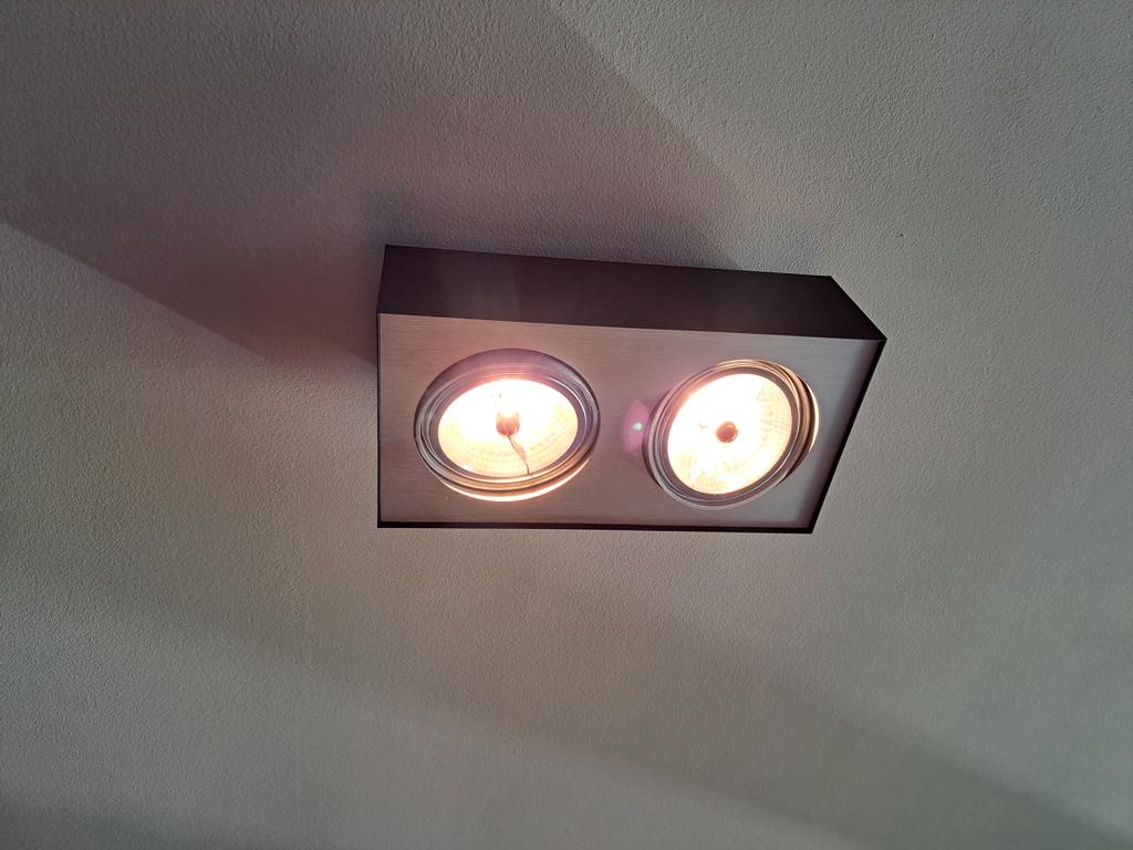 Twee Philips Lirio plafondspots zwart met zilver, Ophalen, Gebruikt, Metaal, Tijdloos