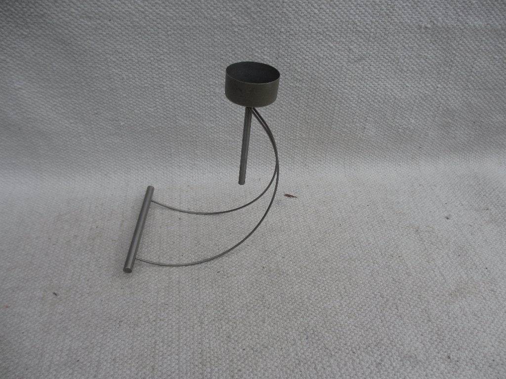 Lifty rvs design kandelaar Sebastiaan Vos, Gebruikt, Ophalen of Verzenden, 18 cm, Metaal