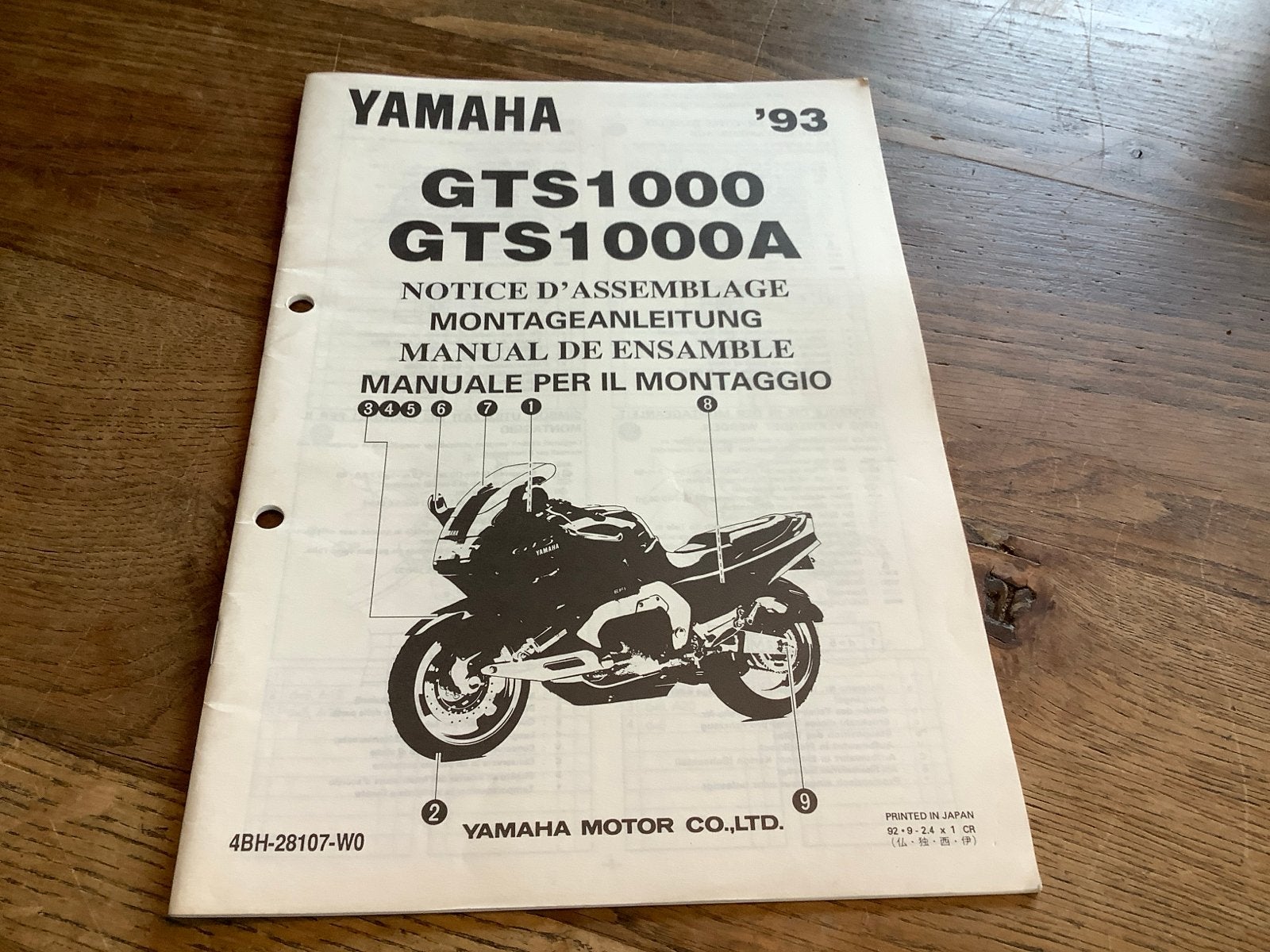Yamaha GTS1000 GTS1000A Montagehandleiding '93.  (309), Ophalen of Verzenden, Yamaha