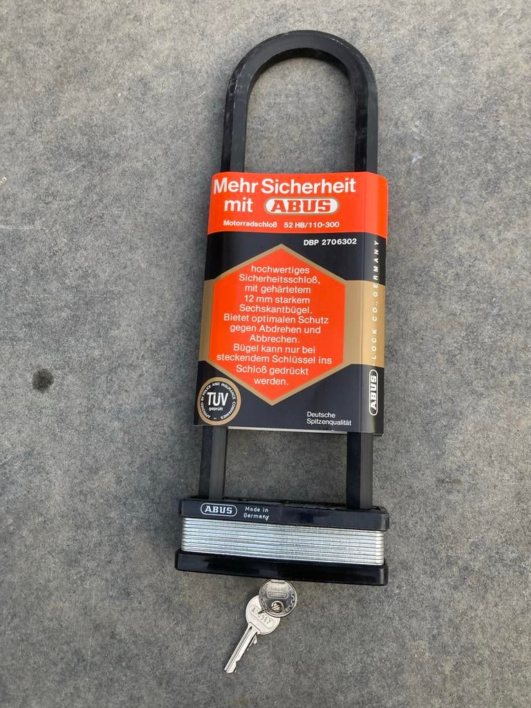 ABUS Motorslot 52 HB/110-300 - Hoogwaardig veiligheidsslot, Motoren, Ophalen of Verzenden, Nieuw