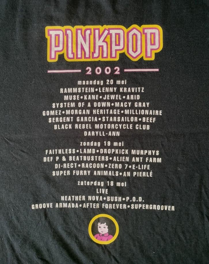 Vintage Pinkpop T shirt 2002 XL lineup met o.a Rammstein, Ophalen, Kleding